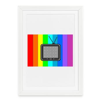 Télévision rétro sur des bandes arc-en-ciel - Affiche encadrée (27 × 37 cm) - blanc - Devant