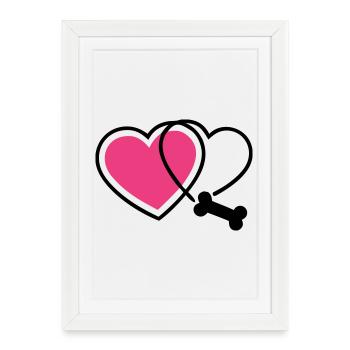Empreinte de patte Love Dog Bone Dog Maman - Affiche encadrée (27 × 37 cm) - blanc - Devant