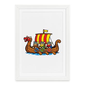 Bateau viking - Affiche encadrée (27 × 37 cm) - blanc - Devant