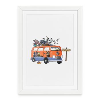 Holland Camper Motiv Vanlife Camping Urlaub - Gerahmtes Poster (27 × 37 cm) - Weiß - Vorne