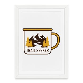 Mountains Mug Hiking Logo - Framed poster (27 × 37 cm) - white - Front