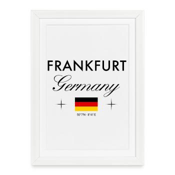 Frankfurt Germany coordinates travel souvenir - Framed poster (27 × 37 cm) - white - Front
