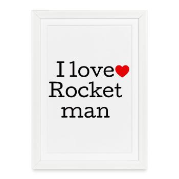 I Love Rock Music Typography - Framed poster (27 × 37 cm) - white - Front