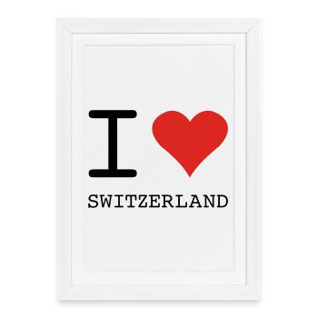 I LOVE SWITZERLAND - Gerahmtes Poster (27 × 37 cm) - Weiß - Vorne