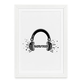 Headphones Sound Design - Framed poster (27 × 37 cm) - white - Front