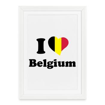 I love Belgium - J'aime la Belgique - Affiche encadrée (27 × 37 cm) - blanc - Devant