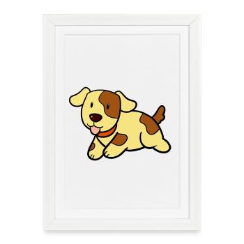 Chien mignon - Affiche encadrée (27 × 37 cm) - blanc - Devant
