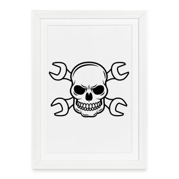 Mechanic Skull - Framed poster (27 × 37 cm) - white - Front