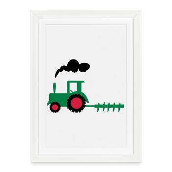 tracteur - Affiche encadrée (27 × 37 cm) - blanc - Devant