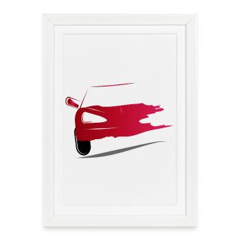 Dessin d’une voiture de sport rouge - Affiche encadrée (27 × 37 cm) - blanc - Devant