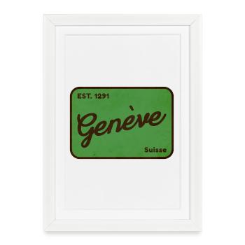Signe Genève Suisse – Vintage Swiss Design - Affiche encadrée (27 × 37 cm) - blanc - Devant