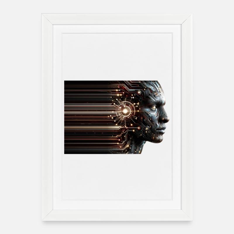 Conception numérique de cyborg fantôme - Affiche encadrée (27 × 37 cm) - blanc