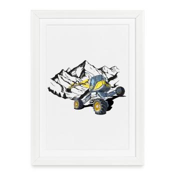 Excavator, walking excavator for difficult terrain - Framed poster (27 × 37 cm) - white - Front