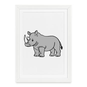 Rhinocéros, Rhinocéros - Affiche encadrée (27 × 37 cm) - blanc - Devant
