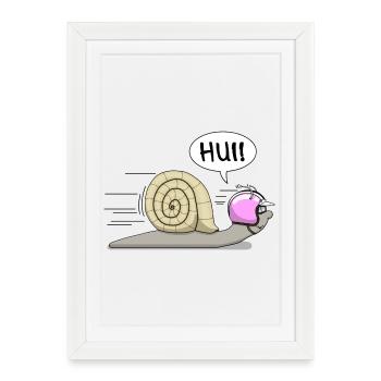 Racing snail - now also in pink - Framed poster (27 × 37 cm) - white - Front