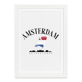 Carte des Pays-Bas avec drapeau néerlandais - Affiche encadrée (27 × 37 cm) - blanc - Devant