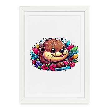 Loutre - Affiche encadrée (27 × 37 cm) - blanc - Devant