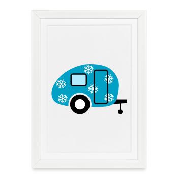 Caravane flocons de neige Caravane Camping Ventilateur d’hiver - Affiche encadrée (27 × 37 cm) - blanc - Devant