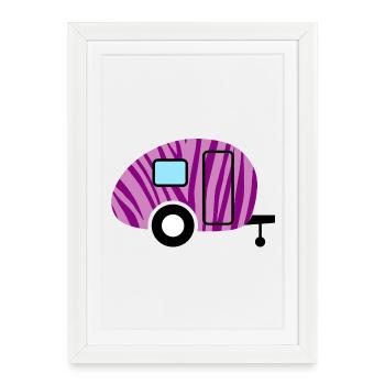 Caravan Caravan Zebra Camping Camper Pattern Fan - Framed poster (27 × 37 cm) - white - Front