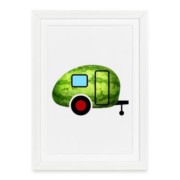 Caravane Melon Caravan Camping-car Fan de camping - Affiche encadrée (27 × 37 cm) - blanc - Devant