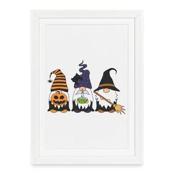 Sorcières Gnome Trio Halloween - Affiche encadrée (27 × 37 cm) - blanc - Devant