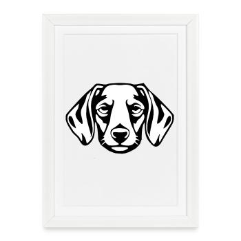 T-shirt chien teckel cadeau - Affiche encadrée (27 × 37 cm) - blanc - Devant
