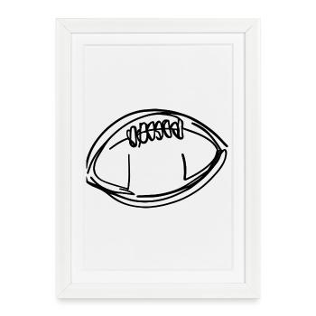 Croquis de ballon de football - Affiche encadrée (27 × 37 cm) - blanc - Devant