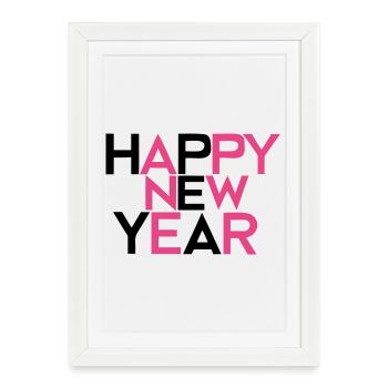 Bonne Année #2 - Affiche encadrée (27 × 37 cm) - blanc - Devant