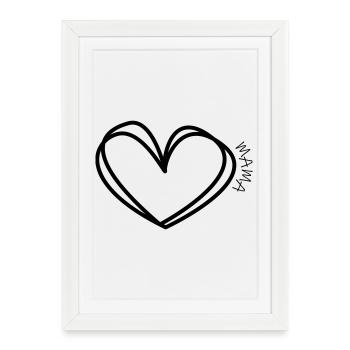 Cœur de maman - Affiche encadrée (27 × 37 cm) - blanc - Devant