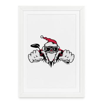 Santa Claus on motorcycle with gifts - Framed poster (27 × 37 cm) - white - Front