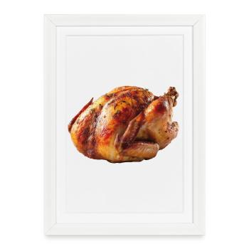 Poulet de dinde Poulet rôti Poulet Poulet - Affiche encadrée (27 × 37 cm) - blanc - Devant