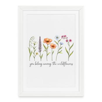 Minimalist Wildflowers Line Art - Elegant  - Framed poster (27 × 37 cm) - white - Front