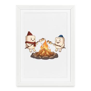 Amis de guimauves au feu de camp - Affiche encadrée (27 × 37 cm) - blanc - Devant