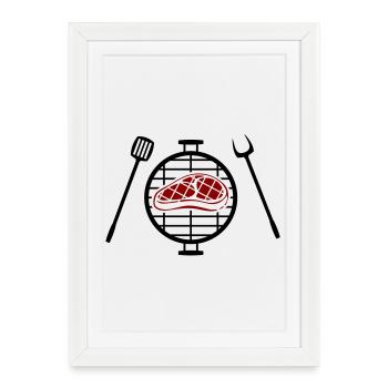 Red steak pattern print - Framed poster (27 × 37 cm) - white - Front