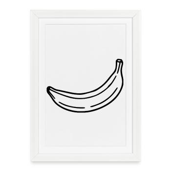 Banana Minimal Gift Minimalist Black - Framed poster (27 × 37 cm) - white - Front