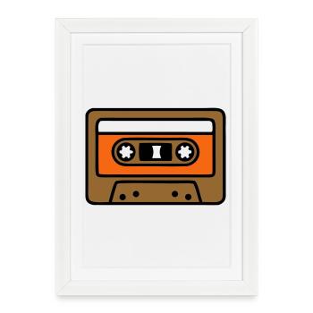 Retro Cassette Mixtape 90s Icon - Framed poster (27 × 37 cm) - white - Front