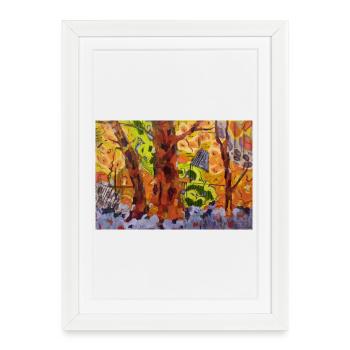 Le parc d’automne dans l’abstraction des couleurs - Affiche encadrée (27 × 37 cm) - blanc - Devant