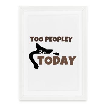 Trop humain aujourd’hui Drôle Introverti Black Cat Retro - Affiche encadrée (27 × 37 cm) - blanc - Devant