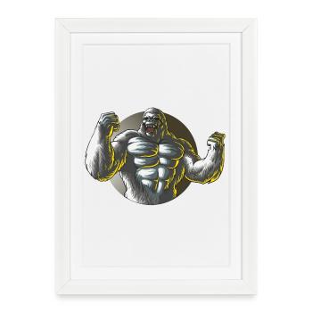 Monkey Gorilla Power Design - Framed poster (27 × 37 cm) - white - Front