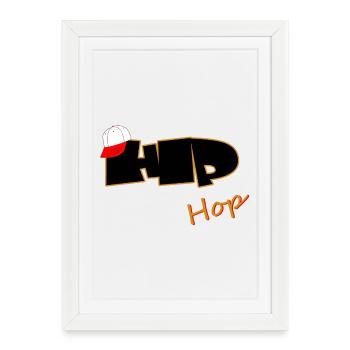 Hip Hop Typo with Baseball Cap - Framed poster (27 × 37 cm) - white - Front