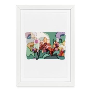 Abstract Orchids | Zen Floral Illustration - Framed poster (27 × 37 cm) - white - Front