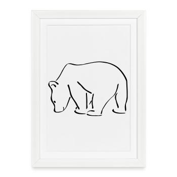Bären Skizze Zeichnung Scribble - Gerahmtes Poster (27 × 37 cm) - Weiß - Vorne