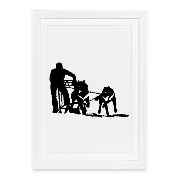 hundeschlitten - Affiche encadrée (27 × 37 cm) - blanc - Devant