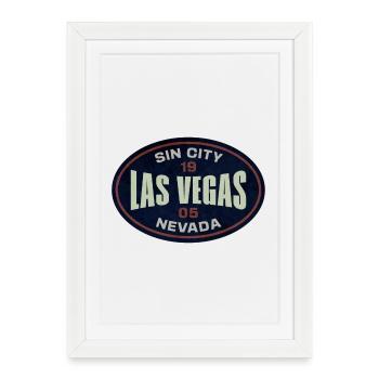 Bouclier rond néon de Las Vegas - Affiche encadrée (27 × 37 cm) - blanc - Devant