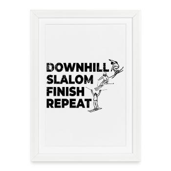 Répétition de l’arrivée du slalom en descente - Affiche encadrée (27 × 37 cm) - blanc - Devant