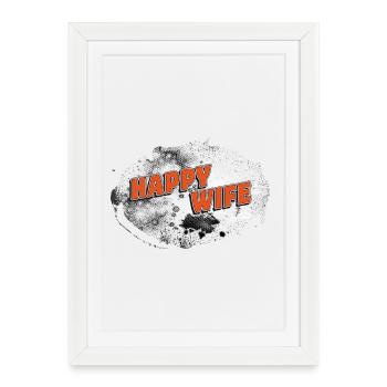 HAPPY WIFE Background stormy rasteriert - Framed poster (27 × 37 cm) - white - Front