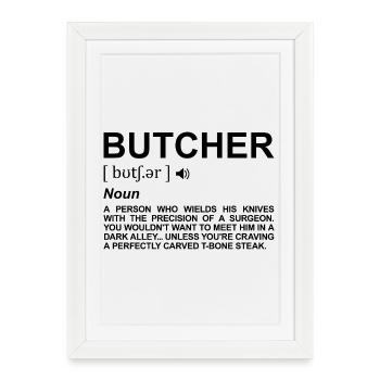 Butcher Meaning - Framed poster (27 × 37 cm) - white - Front
