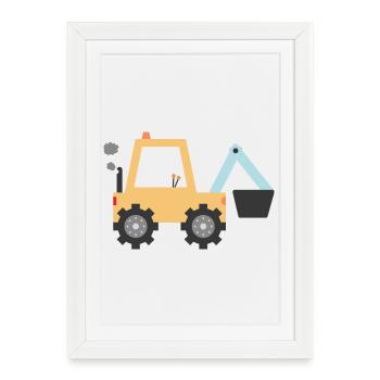 Pelleteuse jaune - Affiche encadrée (27 × 37 cm) - blanc - Devant