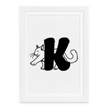 Cat Letter K - Framed poster (27 × 37 cm) - white - Front