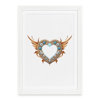 Cadre Coeur en Pain d’Épices Tradition et amour combinés - Affiche encadrée (27 × 37 cm) - blanc - Devant